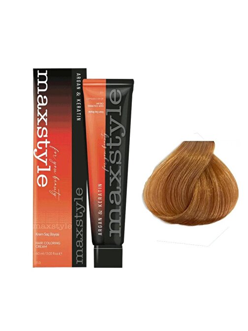Maxstyle Argan Keratin Saç Boyası 8.34 Açık Karamel  x 2 Adet + Sıvı oksidan 2 Adet