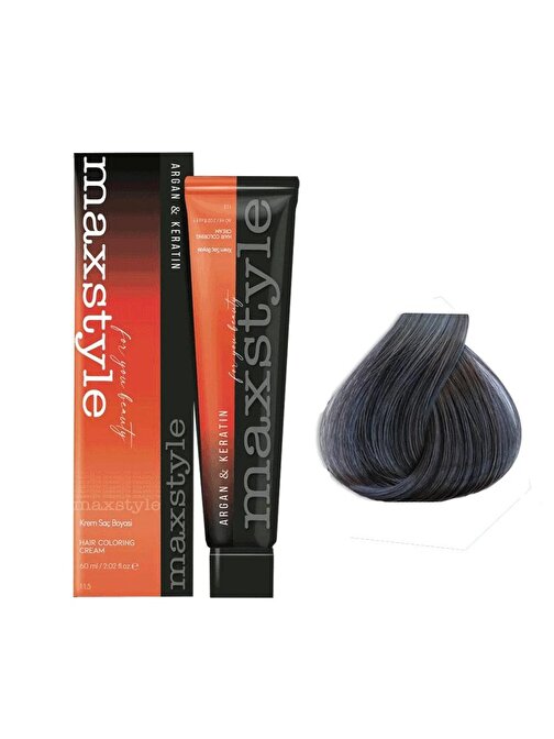 Maxstyle Argan Keratin Saç Boyası Koyu Gri  x 2 Adet + Sıvı oksidan 2 Adet