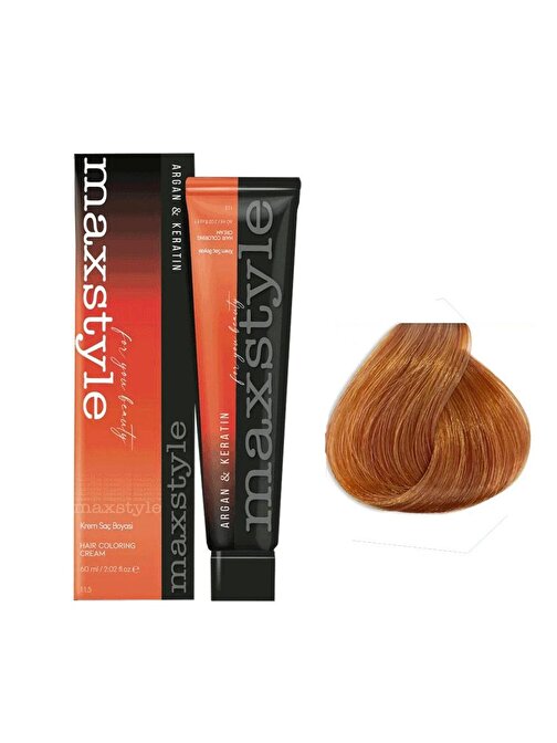 Maxstyle Argan Keratin Saç Boyası 8.43 Sultan Bakırı  x 3 Adet + Sıvı oksidan 3 Adet