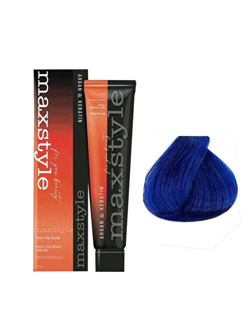 Maxstyle Argan Keratin Saç Boyası Mavi  x 3 Adet + Sıvı oksidan 3 Adet