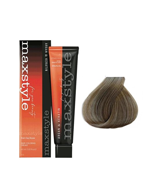 Maxstyle Argan Keratin Saç Boyası 8.1 Açık Küllü Kumral  x 4 Adet + Sıvı oksidan 4 Adet