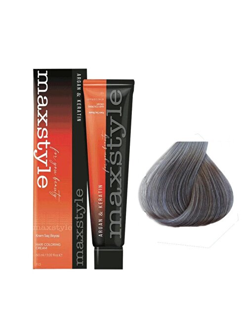 Maxstyle Argan Keratin Saç Boyası Gri  x 4 Adet + Sıvı oksidan 4 Adet