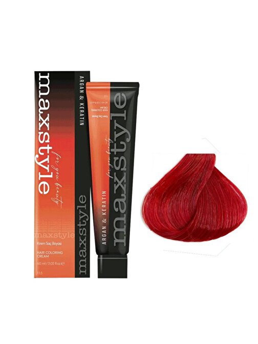 Maxstyle Argan Keratin Saç Boyası Kırmızı  x 5 Adet + Sıvı oksidan 5 Adet
