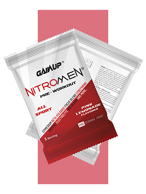 Gainup Nitromen Pre-Workout 21 şase - Pink Lemonde