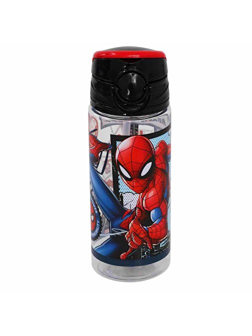 Spiderman Lisanslı Pipetli Plastik Matara 500 ml Siyah (OTTO-42526)