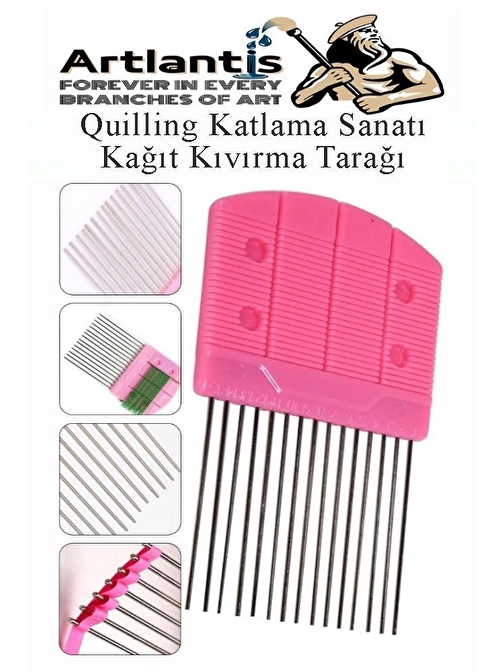 Quiling Tarağı 1 Adet Quling Kağıt Şekillendirme Tarağı Plastik Sap Metal Uç 8x15 cm