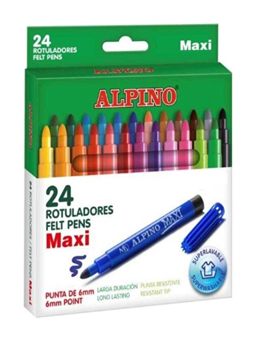 24 Renk Jumbo Keçeli Boya Kalemi 1 Paket Alpino Maxi 24 lü Keçeli Kalem Okul Öncesi Sınıf Resim Dersi