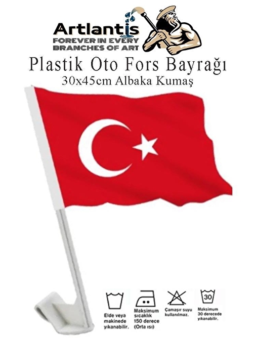 Plastik Otofors Bayrak 30x45 cm 1 Adet Konvoy ve Araç  Bayrağı Cama Takılan Bayrak Türk Bayrağı Oto Fors