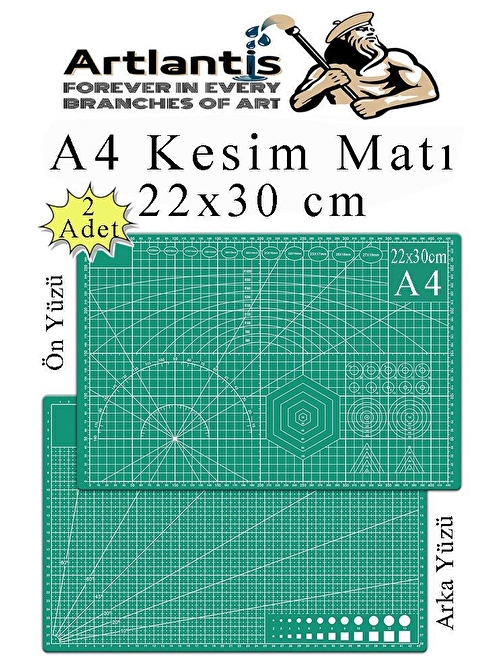 Kesim Matı A4 22x30 cm Çift Taraflı 2 Adet Çizim Matı Kesme Madı Kesim Tablası Kesim Altlığı