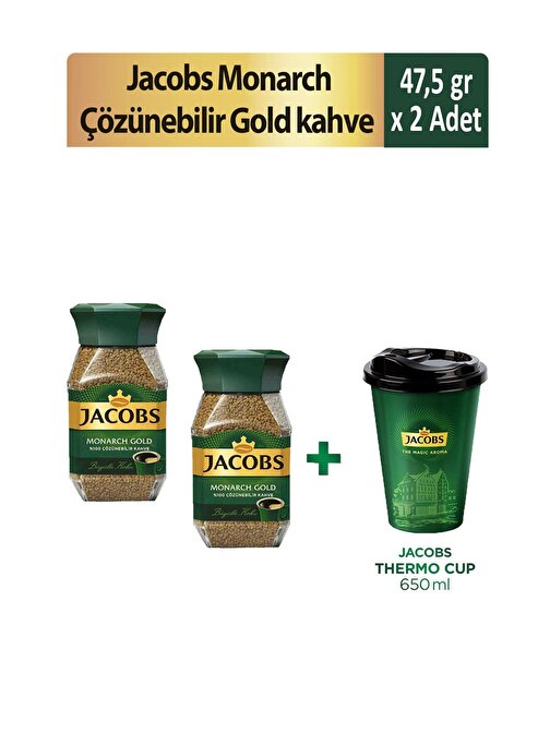Jacobs Monarch Gold Çözünebilir Kahve 47,5 gr x 2 Adet + Thermo Cup 650 ml