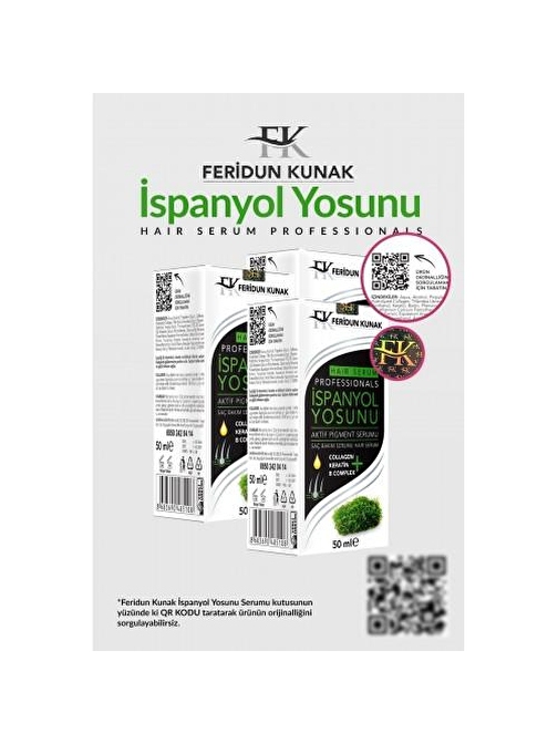 Feridun Kunak Ispanyol Yosunu Saç Bakım Serumu 50 ml x 3 Adet