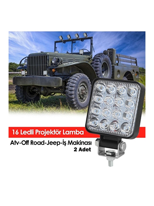 16 Ledli Projektör Lamba Atv Off Road Jeep-Iş Makinası 2 Adet