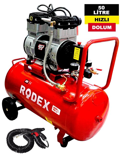 Rowermax Rdx Süper Hızlı Dolum Gerçek 50 Litre 1.5 Hp Sessiz Yağsız Hava Kompresörü