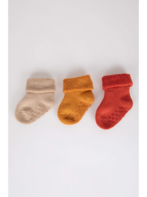 Erkek Bebek Kaydırmaz Taban 3lü Pamuklu Uzun Çorap Y6328A2NS