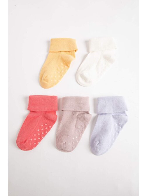Kız Bebek Dikişsiz 5li Pamuklu Uzun Çorap C4291A5NS