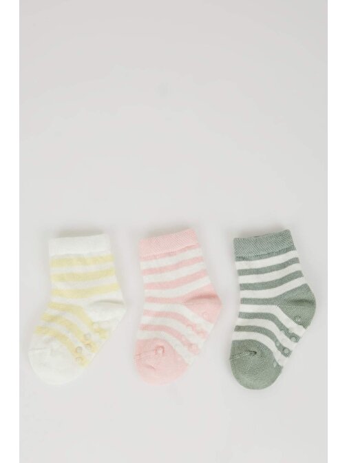 Kız Bebek Dikişsiz 3lü Pamuklu Uzun Çorap C4301A5NS