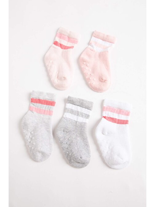 Kız Bebek Dikişsiz 5li Pamuklu Uzun Çorap C4295A5NS