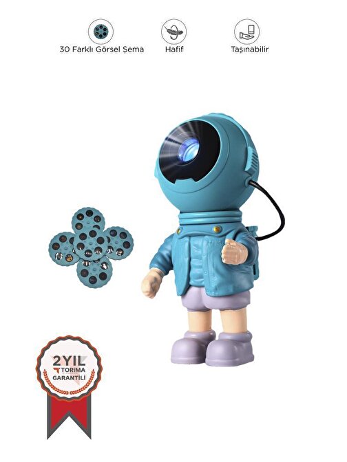 Torima LW-37 Mavi Astronot Projektör Gece Lambası 
