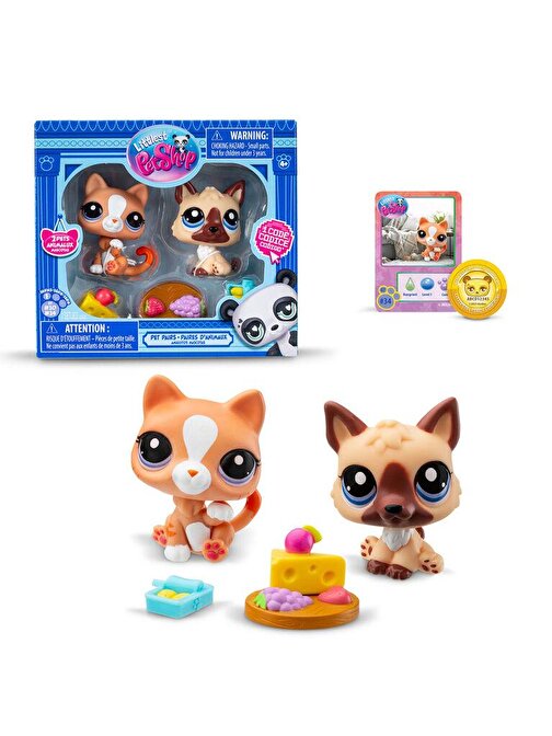 Hasbro Littlest Petshop Figür Minişler 2'li Paket Hayvanlar Kahverengi Kedi-Köpek 00506 (KOLİ İTEMİ S00005264)