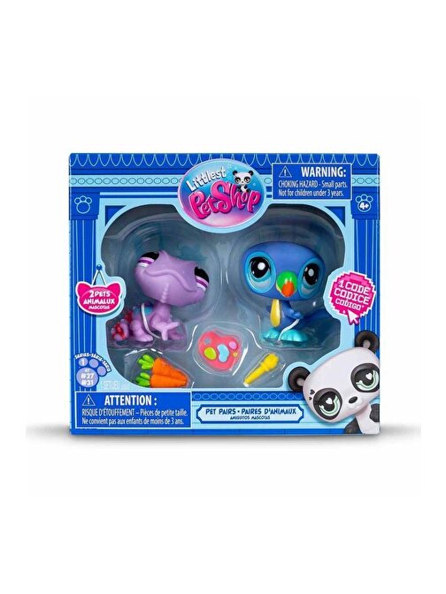 Hasbro Littlest Petshop Figür Minişler 2'li Paket Hayvanlar Mor Bukalemun-Papağan 00507 (KOLİ İTEMİ S00005264)