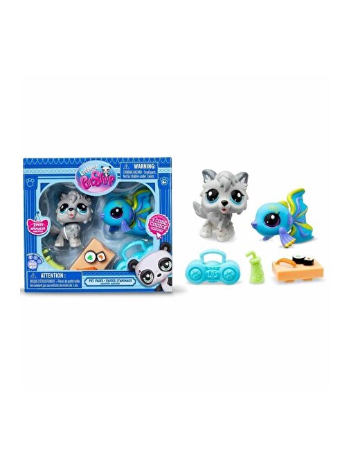 Hasbro Littlest Petshop Figür Minişler 2'li Paket Hayvanlar Köpek-Balık 00526 (KOLİ İTEMİ S00005264)