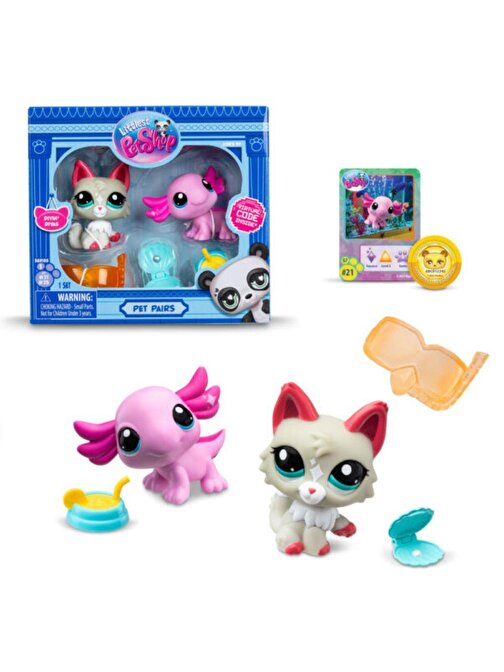 Hasbro Littlest Petshop Figür Minişler 2'li Paket Hayvanlar Kedi-Aksolotl 00527 (KOLİ İTEMİ S00005264)