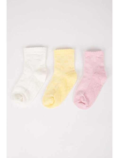 Kız Bebek Dikişsiz 3lü Pamuklu Uzun Çorap C4300A5NS