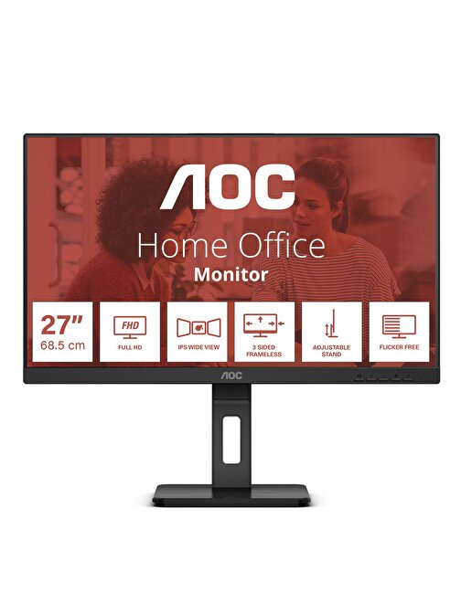 AOC 27E3QAF 27" 75Hz 4Ms VGA+HDMI+DP FullHD Adaptive-Sync IPS Pivot Vesa Monitör