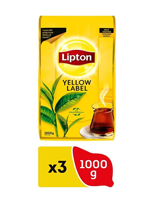 Lipton Yellow Label Dökme Siyah Çay 1000 gr x 3 Adet