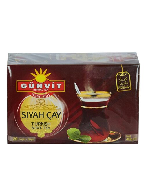 Günvit Siyah Çay 2Gr X 20 Süzen Bardak Poşet Turkish Black Tea