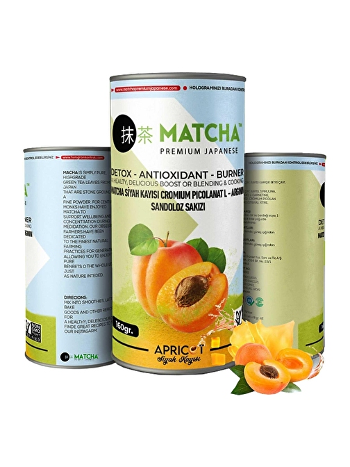 Matcha Premium Japanese L-Karnitin Siyah Kayısılı Matcha Çayı 20 x 8GR