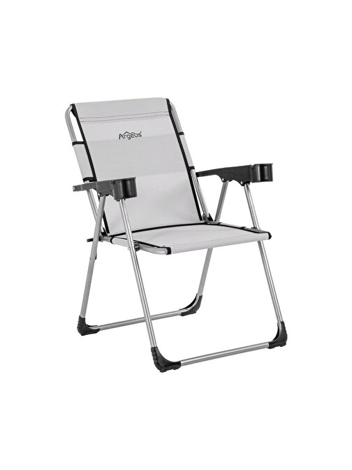 Argeus Rock Katlanabilir Kamp Sandalyesi Bardaklı - Gümüş Gri (A-23-R15)