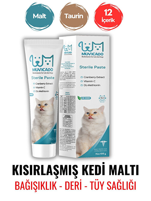 Kısırlaştırılmış Kedilere Özel Multi Vitaminli Malt Sterile Macun - Sterile Paste 100 G