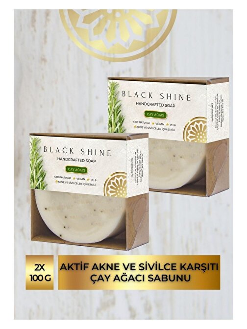 Black Shine BS Çay Ağacı Yağlı Leke Sabunu Yağlı Ve Normal Ciltlerde Akne Ve Sivilce Karşıtı 100 Gram X 2 Adet BYXKRM0043