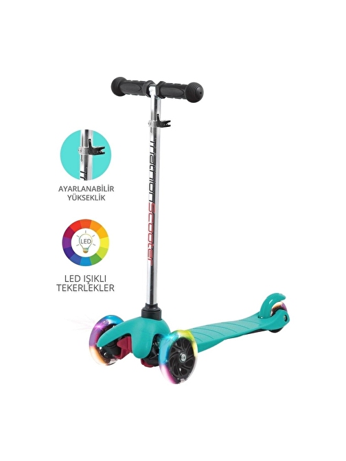 Scoter Tech 7 Renk Led Işıklı Tekerlekli Scooter-Kırmızı, DN80001