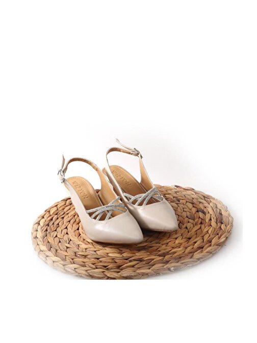 Papuçcity Wzy 02812 6 Cm Topuklu Kadın Arkası Açık Stiletto Ayakkabı