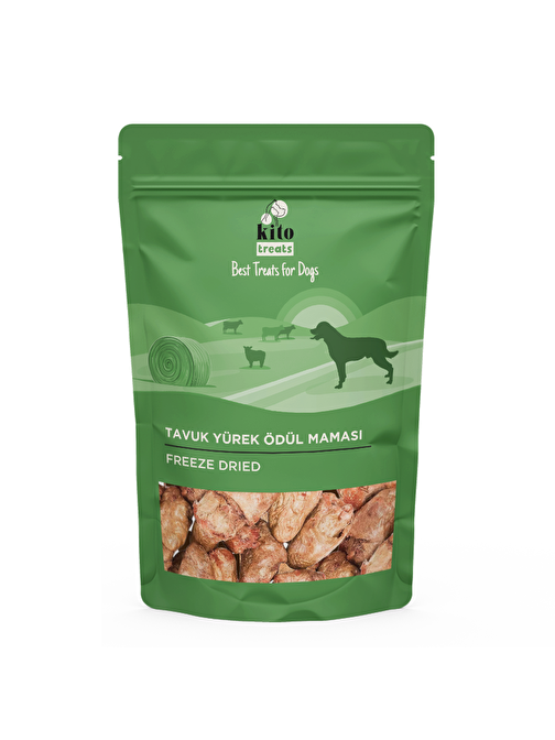 Kito Freeze Dried Tavuk Yürek Ödül Maması Köpekler İçin