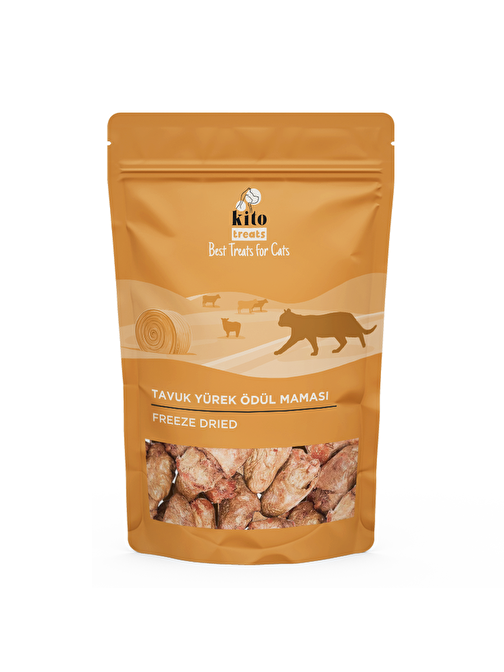 Kito Freeze Dried Tavuk Yürek Ödül Maması Kediler İçin