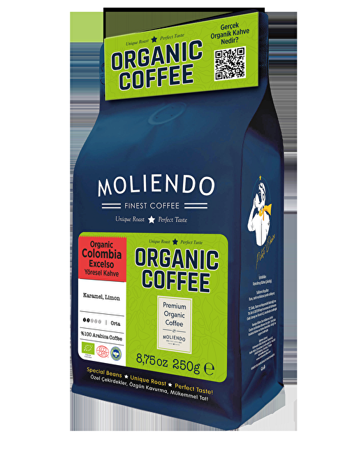 Moliendo Organic Colombia Excelso Yöresel Kahve 250 g (Çekirdek) 250 gr.