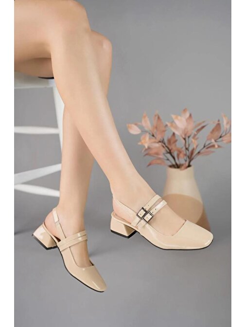 Papuçcity Gzzh 02884 3 Cm Topuklu Kadın Çift Tokalı Ayakkabı