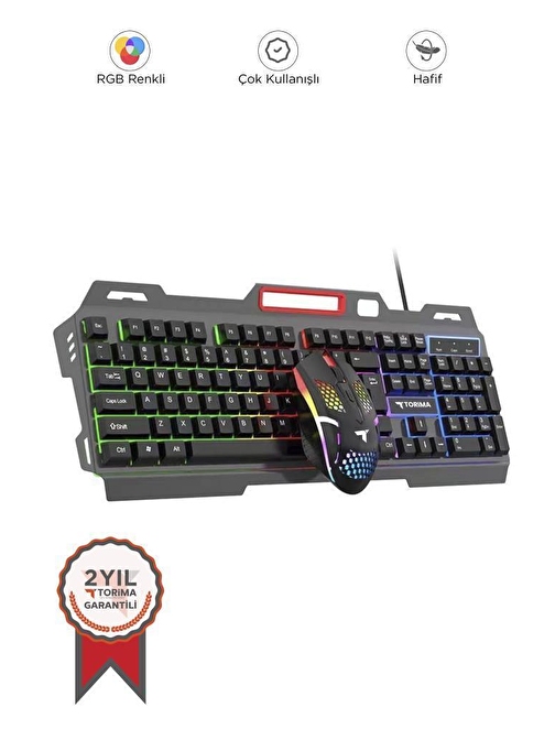 Torima TMK-06 Gaming Rgb Işıklı Kablolu Q Klavye ve Mouse Seti Siyah