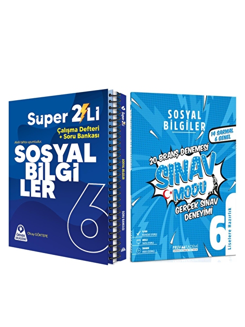 Örnek Akademi 6.Sınıf Sosyal Bilgiler Süper İkili ve Pruva Akademi Deneme Seti 3 Kitap