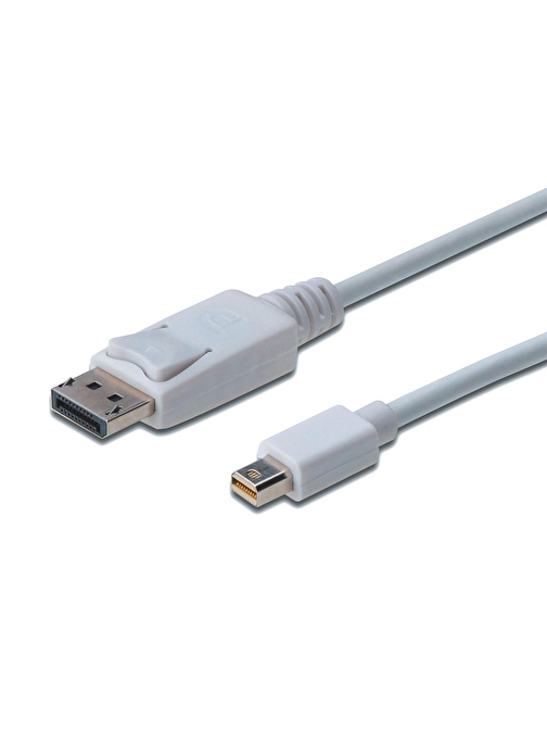 DisplayPort (DP)  Mini DisplayPort (mini DP) Bağlantı Kablosu, DP Erkek - mini DP Erkek, 1 metre, kilit mekanizmalı, DP 1.1a uyumlu, UL, beyaz renk