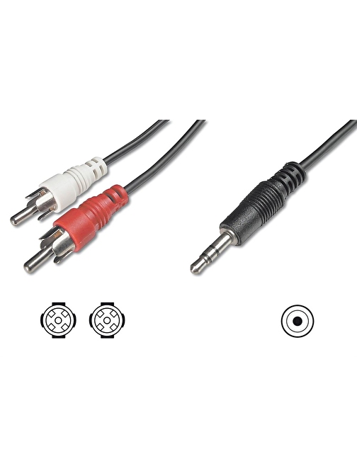 Audio Kablosu, 1 x stereo 3,5 mm erkek  2 x RCA erkek, 1.50 metre, CCS, 2x0.10/10, zırhlı, siyah renk