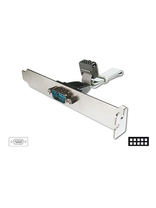 Seri Tip Slot Bracket Bağlantı Kablosu, D-Sub9 Erkek - IDC 2x5pin Dişi, 0.25 metre, UL, bej renk