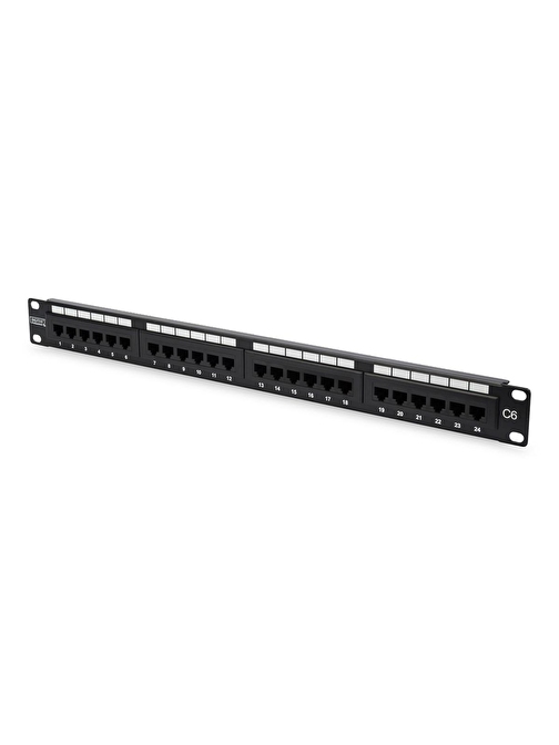 Digitus 19&quot; 24 Port Cat-6 UTP Patch Panel, 8P8C, 50 μ (Mikron), Altın Kontak, LSA, 1U, Zırhsız 