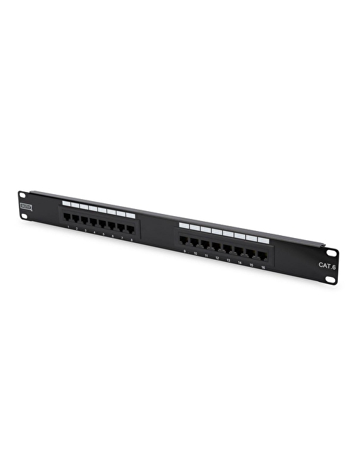 Digitus 19 Inch 16 Port Cat-6 UTP Patch Panel, 50 μ (Mikron), Altın Kontak, Zırhsız 