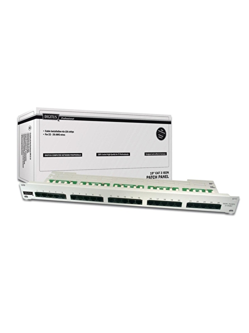 Digitus 19 Inch 25 port CAT-3 ISDN Patch Panel, Zırhsız 