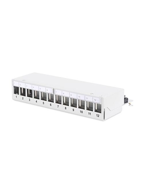 Digitus 12 port Modüler Masaüstü Tip Patch Panel, Zırhlı (Shielded), LSA, RAL 7035, açık gri renk