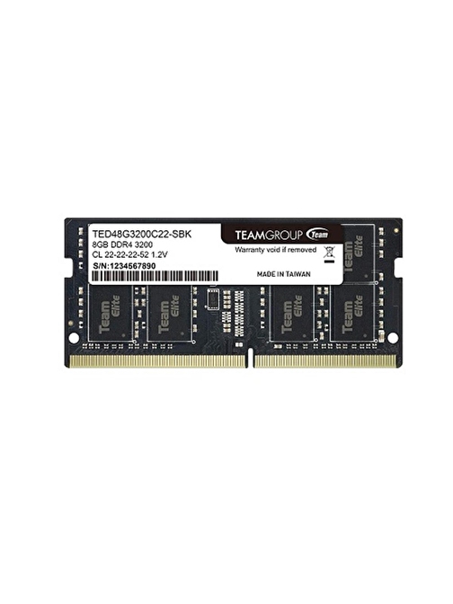 Team Elite 8GB (1x8GB) 3200MHz CL 22 DDR4 Notebook SODIMM Ram (TED48G3200C22-S01)